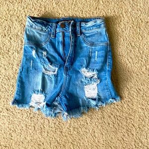 Distressed high waisted shorts